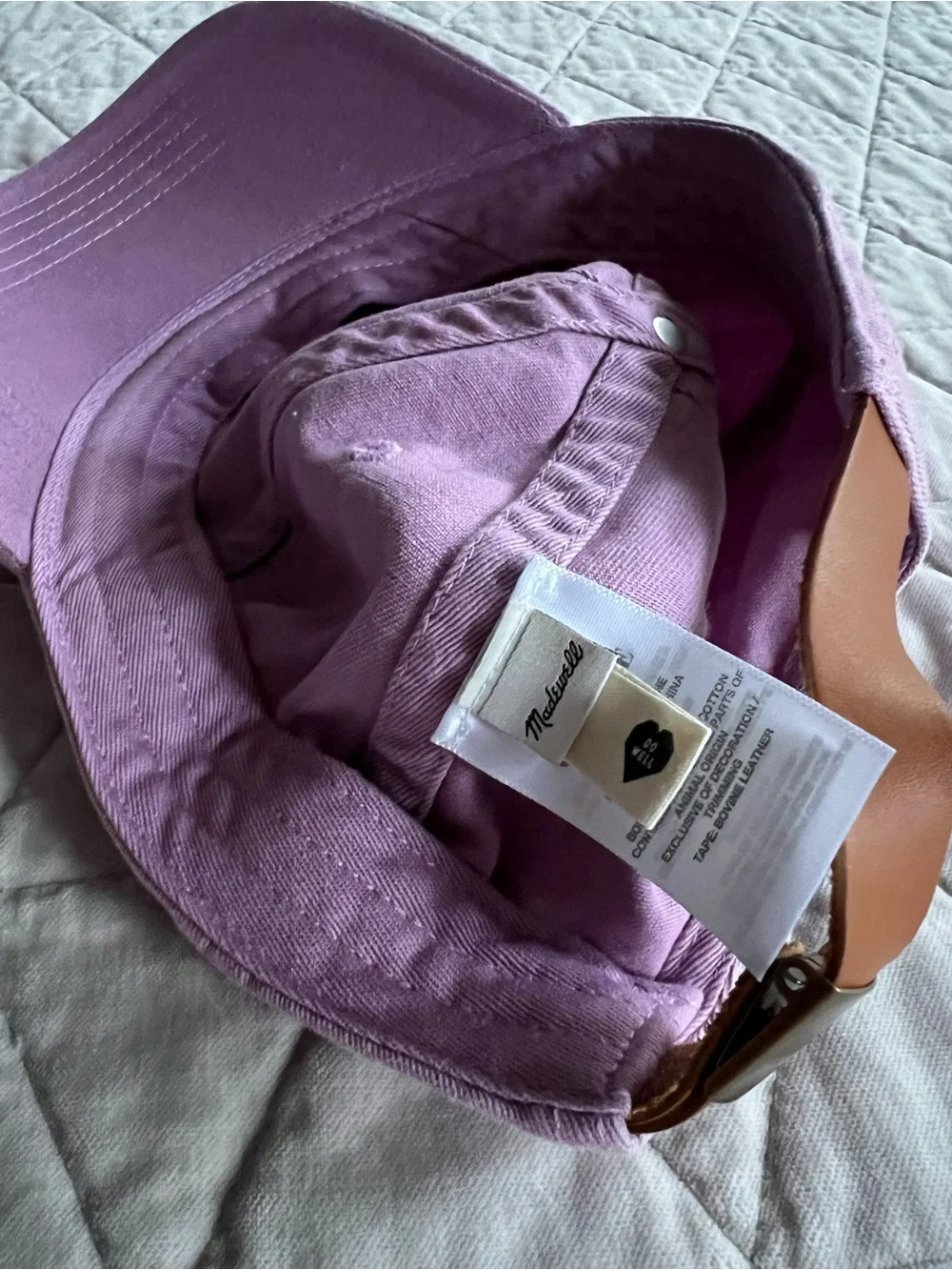Madewell Lavender Cotton Baseball Cap with Leather Strap